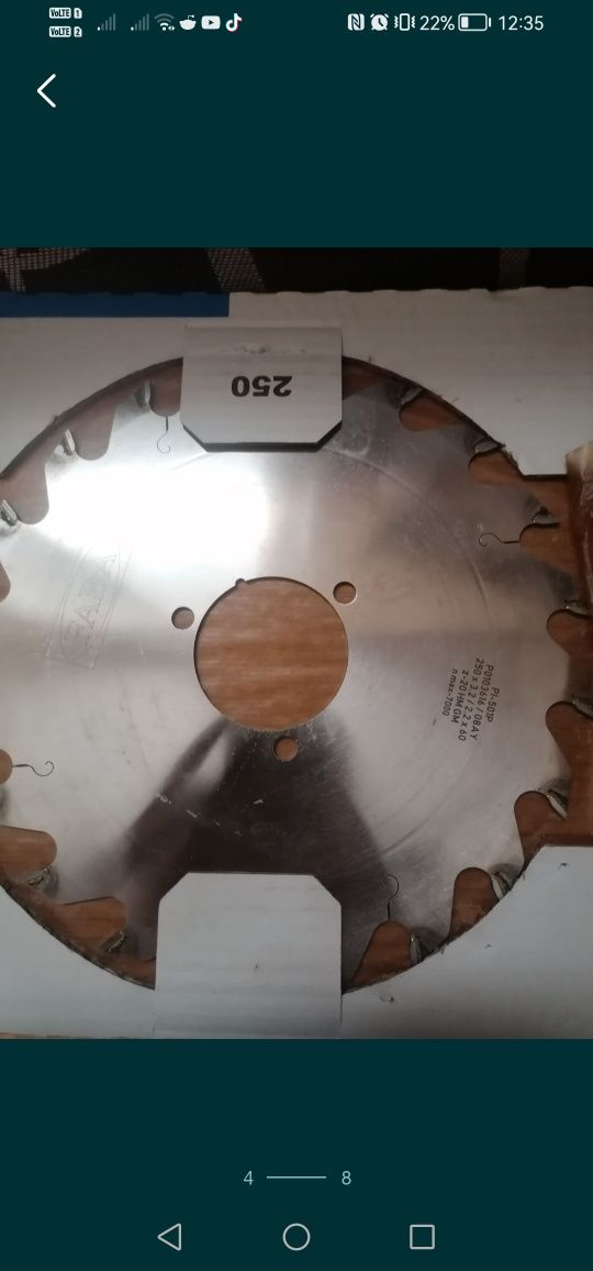 Tarcze do drewna 7 sztuk 250x3.2. 2x2.2 x 60