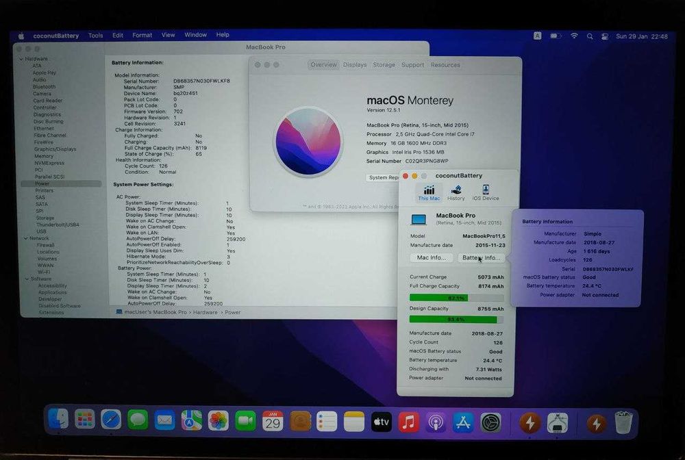 MacBook Pro 15” 2015 A1398 i7 2.5Ghz/16gb RAM/512gb SSD/R9 M370X