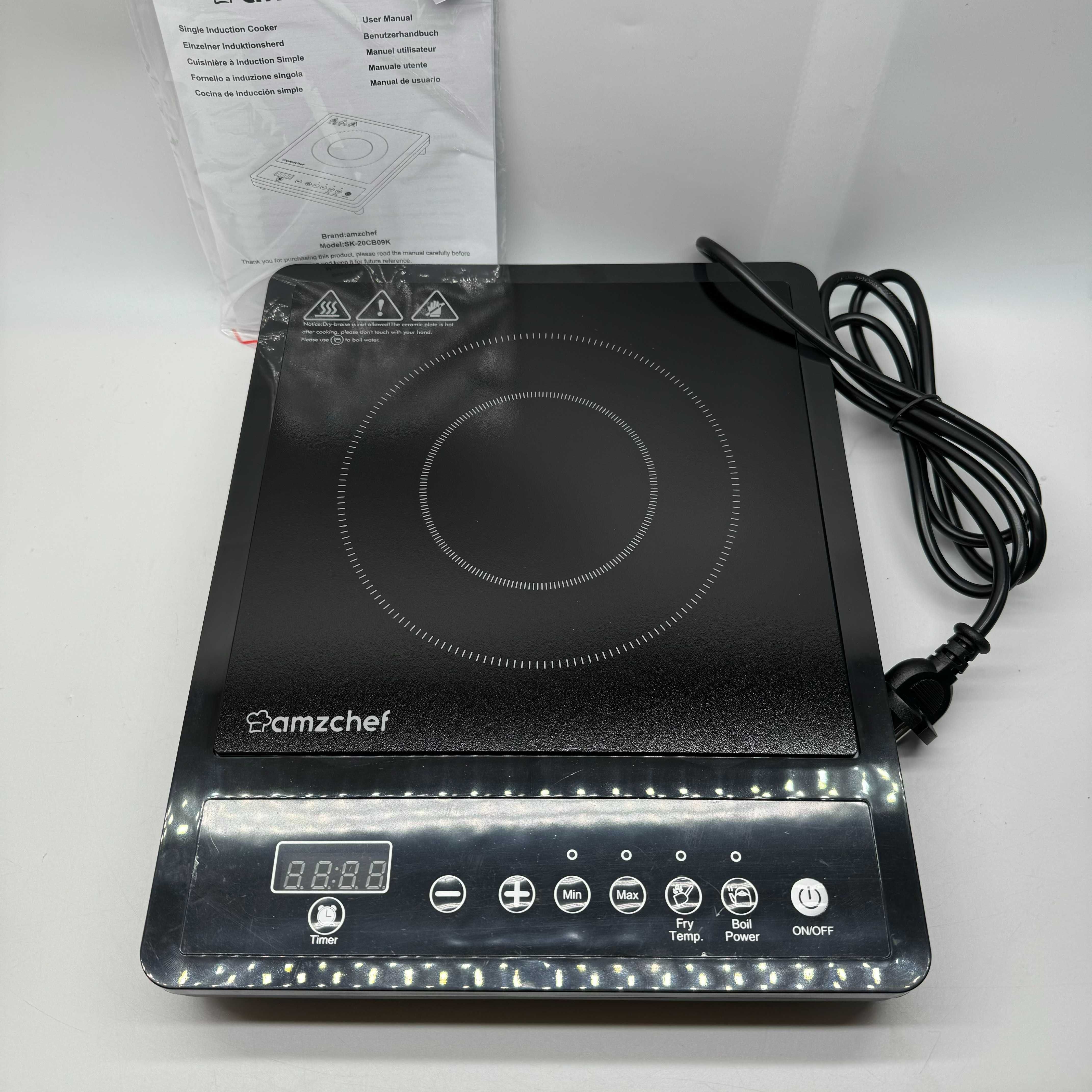 AMZCHEF SK-20CB09K pojedyncza płyta indukcyjna, 2000 W 10