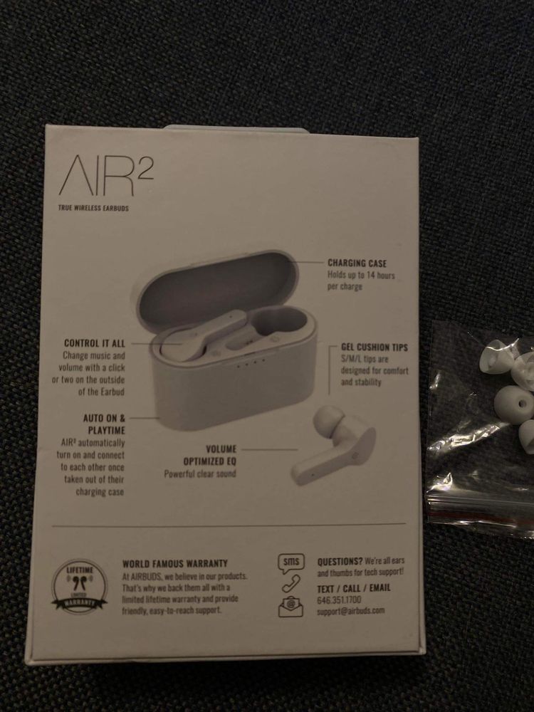 Air 2 Airbuds białe słuchawki bezprzewodowe
