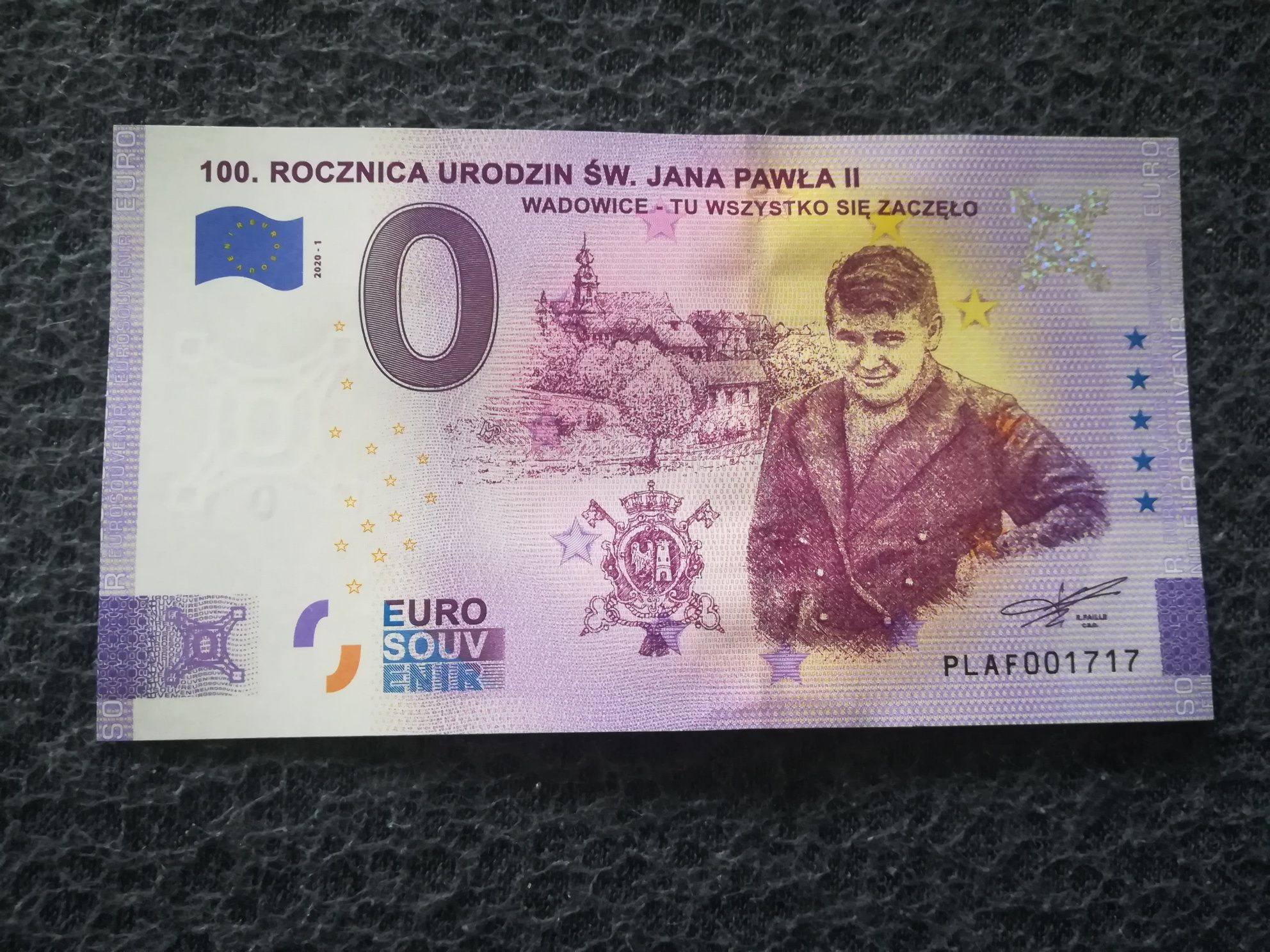Banknot 0 Euro Jan Paweł II, Wadowice - WYJĄTKOWY NUMER