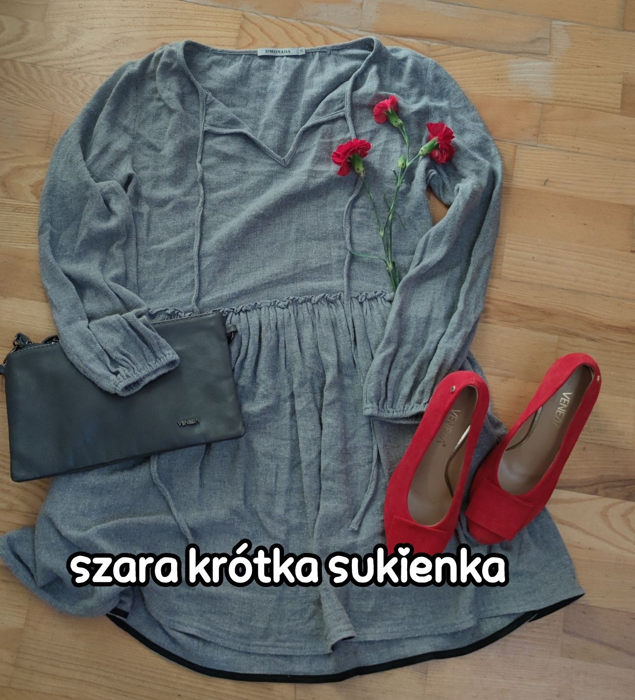 krótka szara sukienka