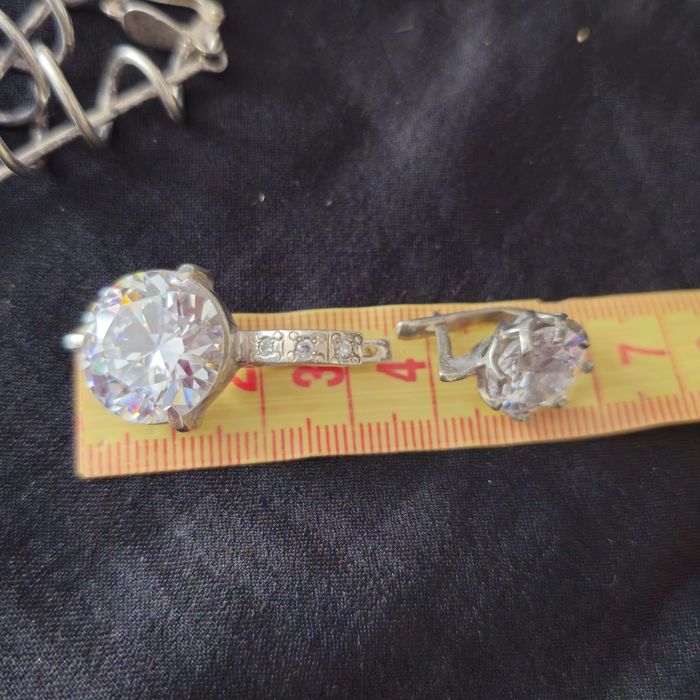 Винтаж серьги кулон серебро фианит гематит кошачий глаз