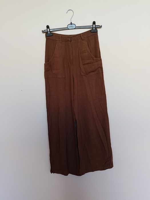 Brązowe spodnie Nasty Gal wide leg rozmiar 36