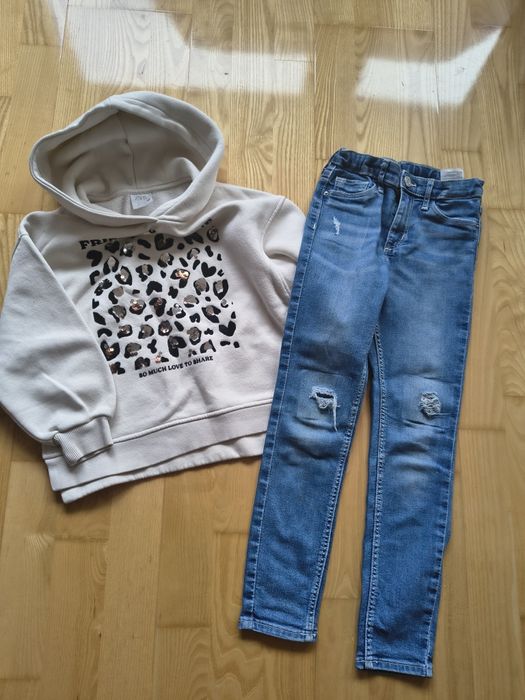 Bluza + jeansy dziewczęce Zara H&M 122