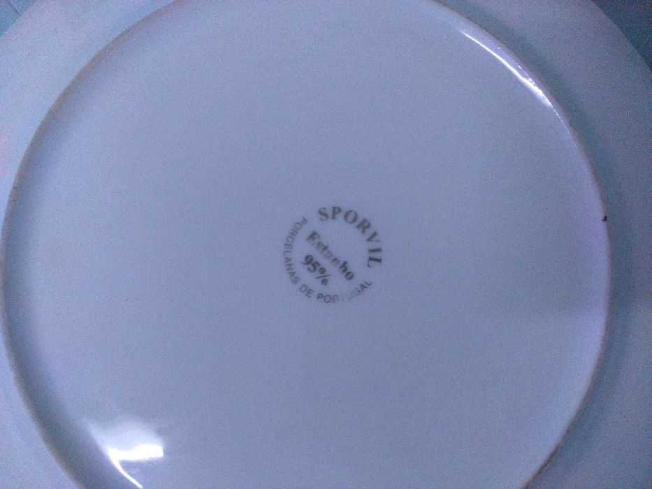 Retro Vintage Grande Bule Prato Porcelana Estanho