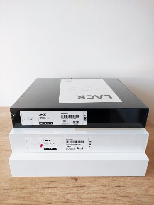 IKEA Półki ścienne LACK, białe i czarna, 3szt 30x26x8 cm