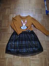 Nowa sukienka z cekinowym królikiem Bugs dla dziewczynki w r 146 /152