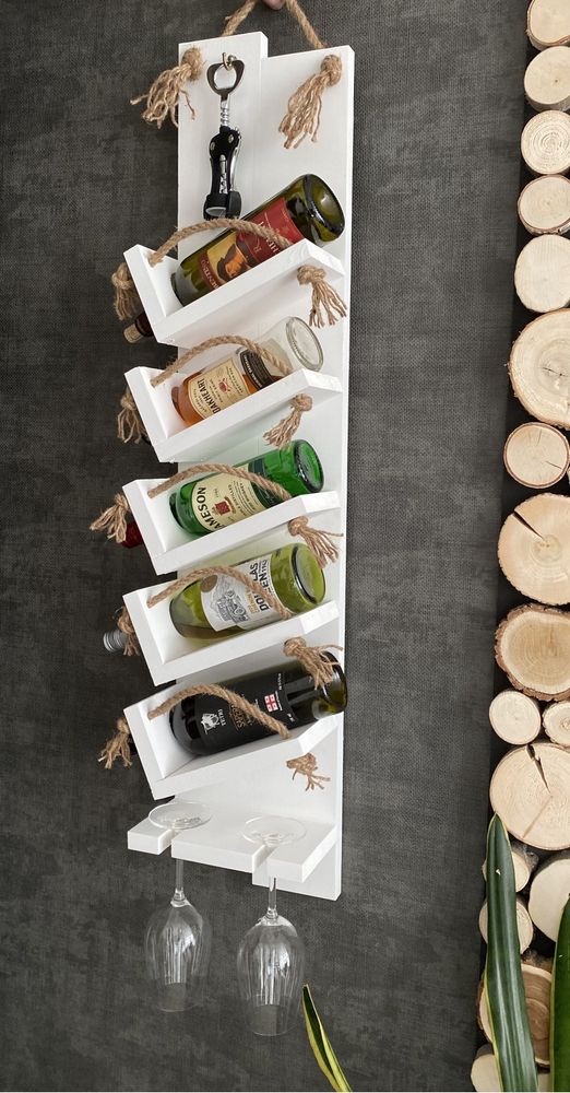 Домашній бар полиця на стіну для пляшок та бокалів для зберігання вина