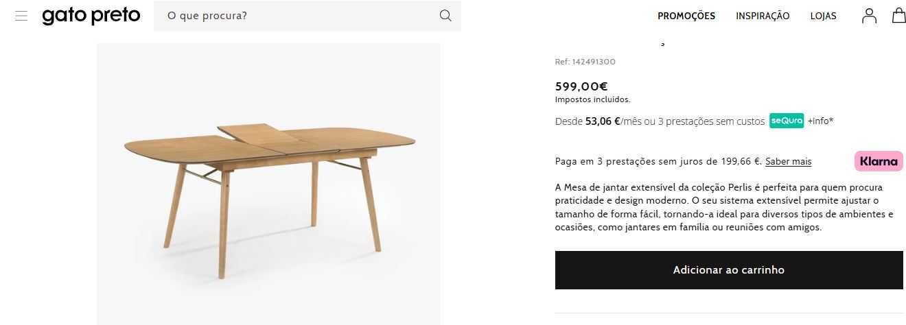 Mesa sala jantar nova da loja Gato Preto