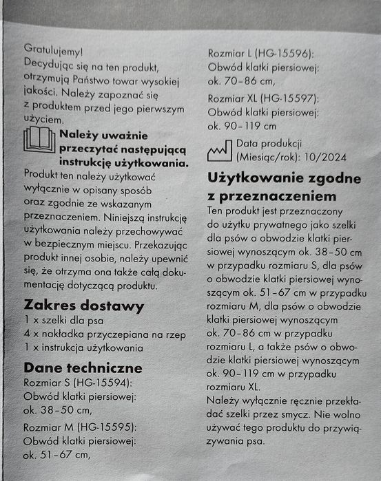 Szelki dla psa nowe Zoofari – rozmiar XL (90–119 cm)