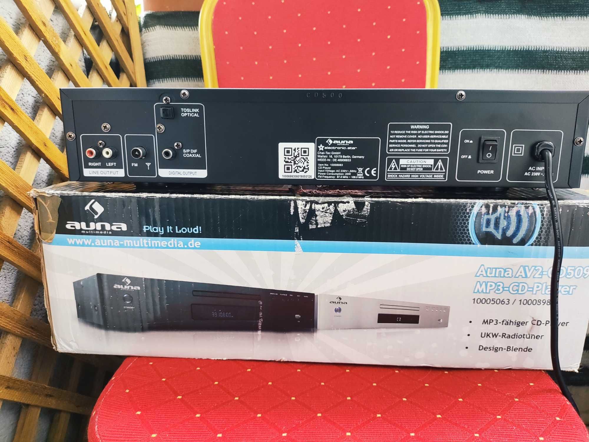 Odtwarzacz CD Player MP3 HiFi Auna AV2-CD509 USB Radio Amplituner sreb