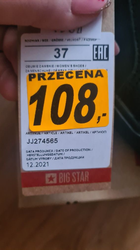 Czarne trampki big star rozm 37