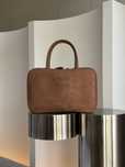 Torebka Miu Miu top handle suede textile brown