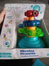 3 zabawki edukacyjne  lalaboom,Nowe,fontanna radości, piramida, koszyk