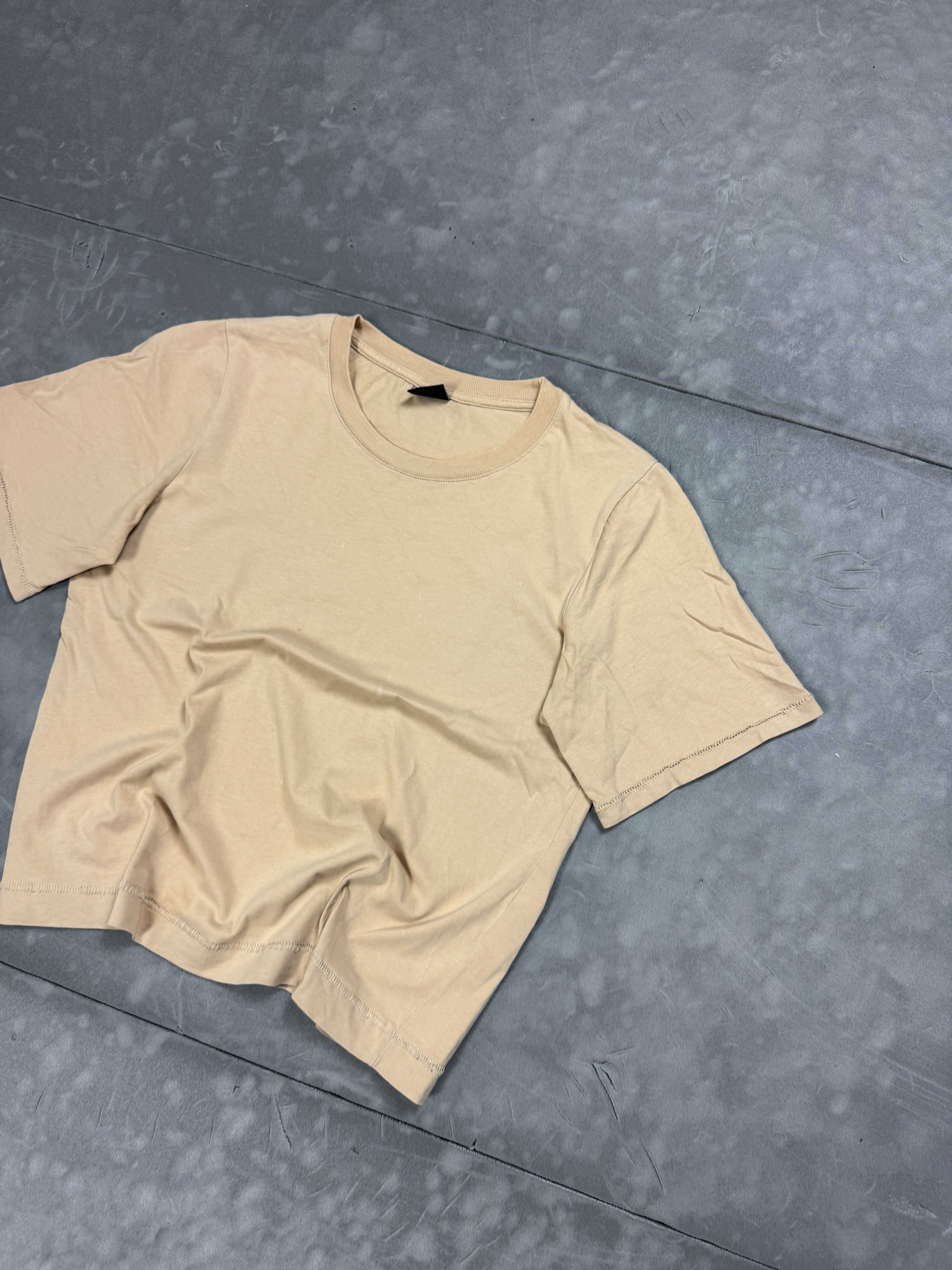 Beżowa boxy koszulka T-shirt (S) oversize streetwear retro 90s 80s y2k
