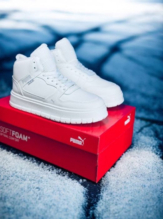 Жіночі зимові кросівки Puma/натуральная кожа/белые зимние ботинки пума