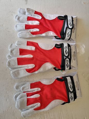 Griffy - rękawice montażowe z koziej skóry nappa czerwono-białe