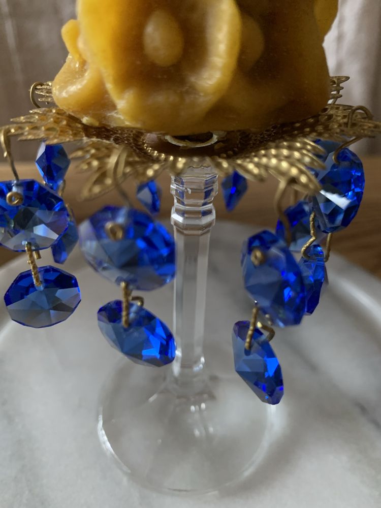 Unikatowy świecznik vintage kryształki