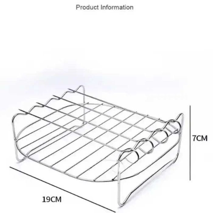 Решітка з 4 шампурами для аерогриля 190×190 мм — антипригарна.
