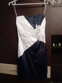 Granatowo - biała sukienka