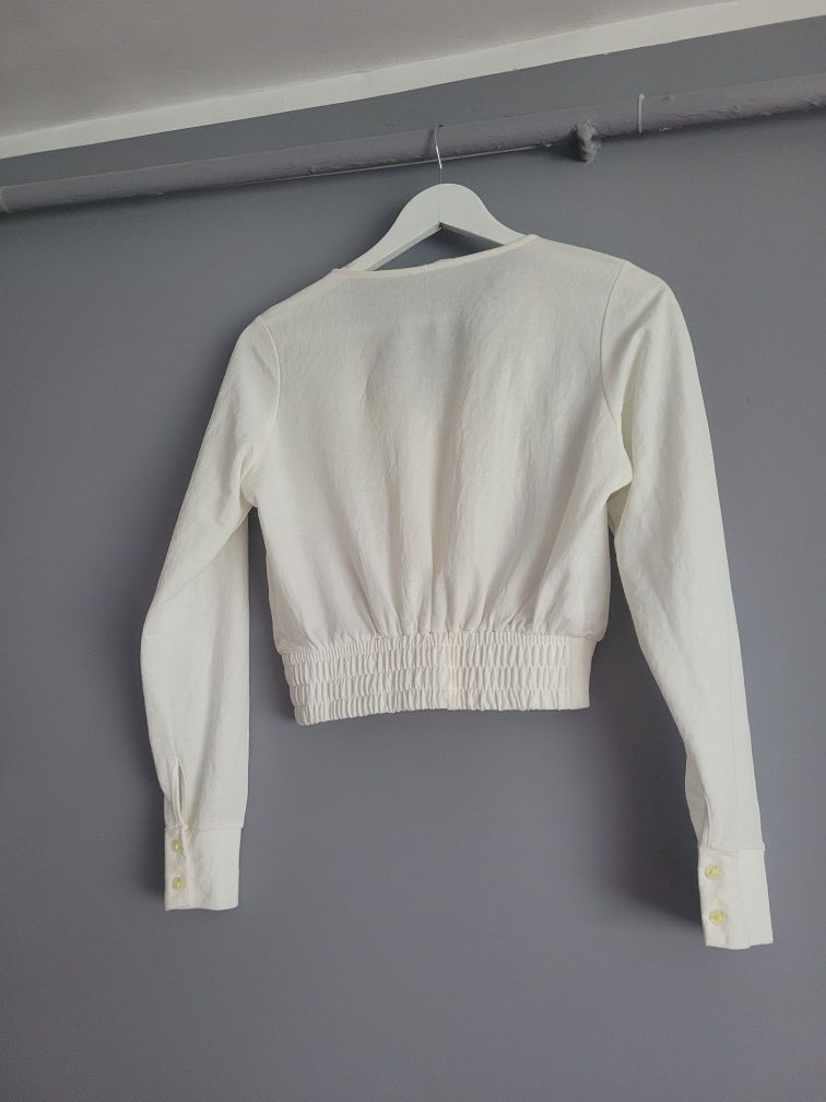 Biała kremowa elegancka bluzka kopertowa koszulowa reserved XS
