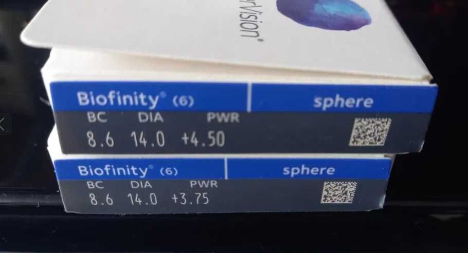 Soczewki kontaktowe Biofinity +3,75 lub +4,5 4szt