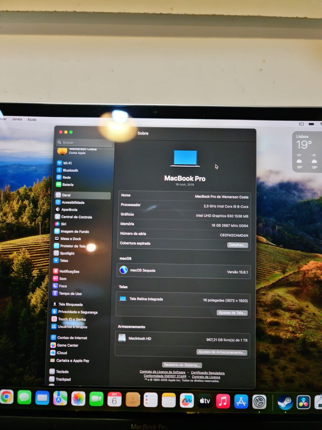 MacBook Pro 16" modelo a2141 i9 16gb 1tb