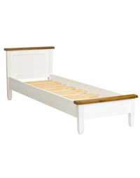 Białe drewniane łóżko prowansalskie 90 + stolik nocny