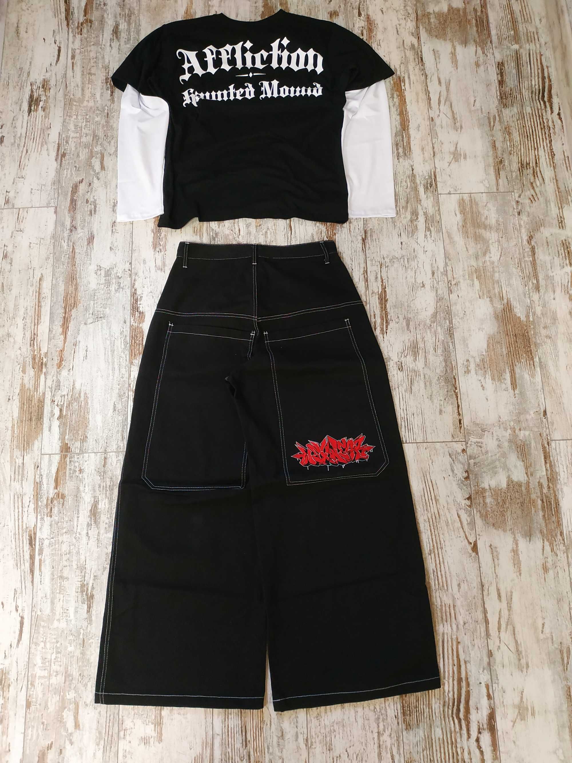 Продам Baggy джинси WEXWEAR + лонгслів  HAUNTED MOUND BLACK sk8 Y2K