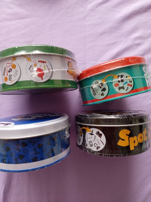 Dobble Sportowe, Dobble Hip wąs, Dobble naukowe czarne, Dobble Pixar
