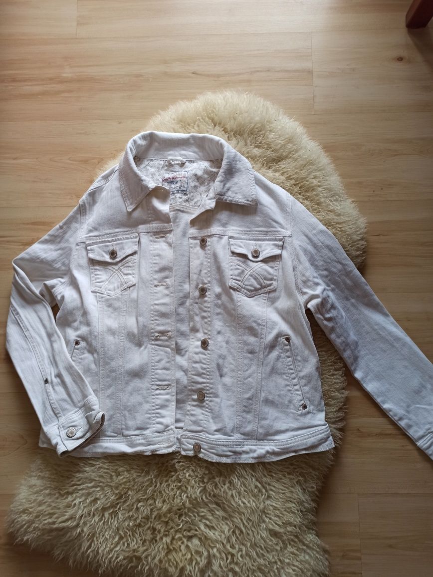 kurtka jeansowa 44 XL biała