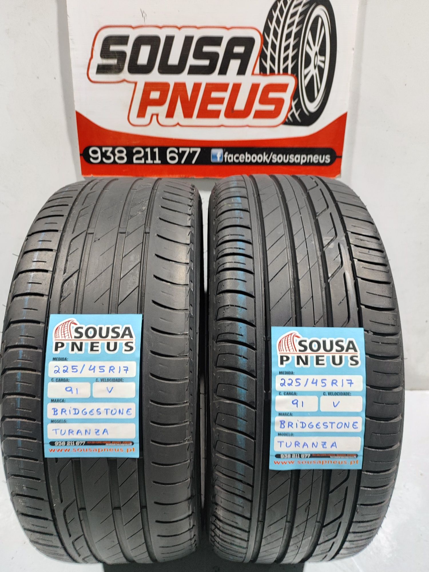 2 pneus semi novos 225-45R17 Bridgestone - Oferta dos Portes