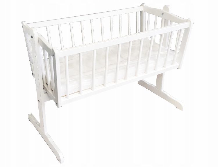 Łóżeczko niemowlęce dziecięce / Kołyska z drewna białe 90x40 cm