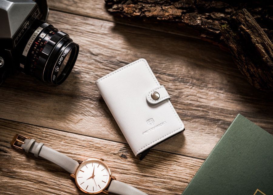 skórzane etui z podajnikiem na karty i wizytówki - peterson