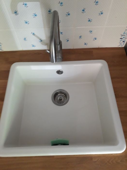 Zlew ceramiczny biały jednokomorowy 53x47 duży, jak nowy.