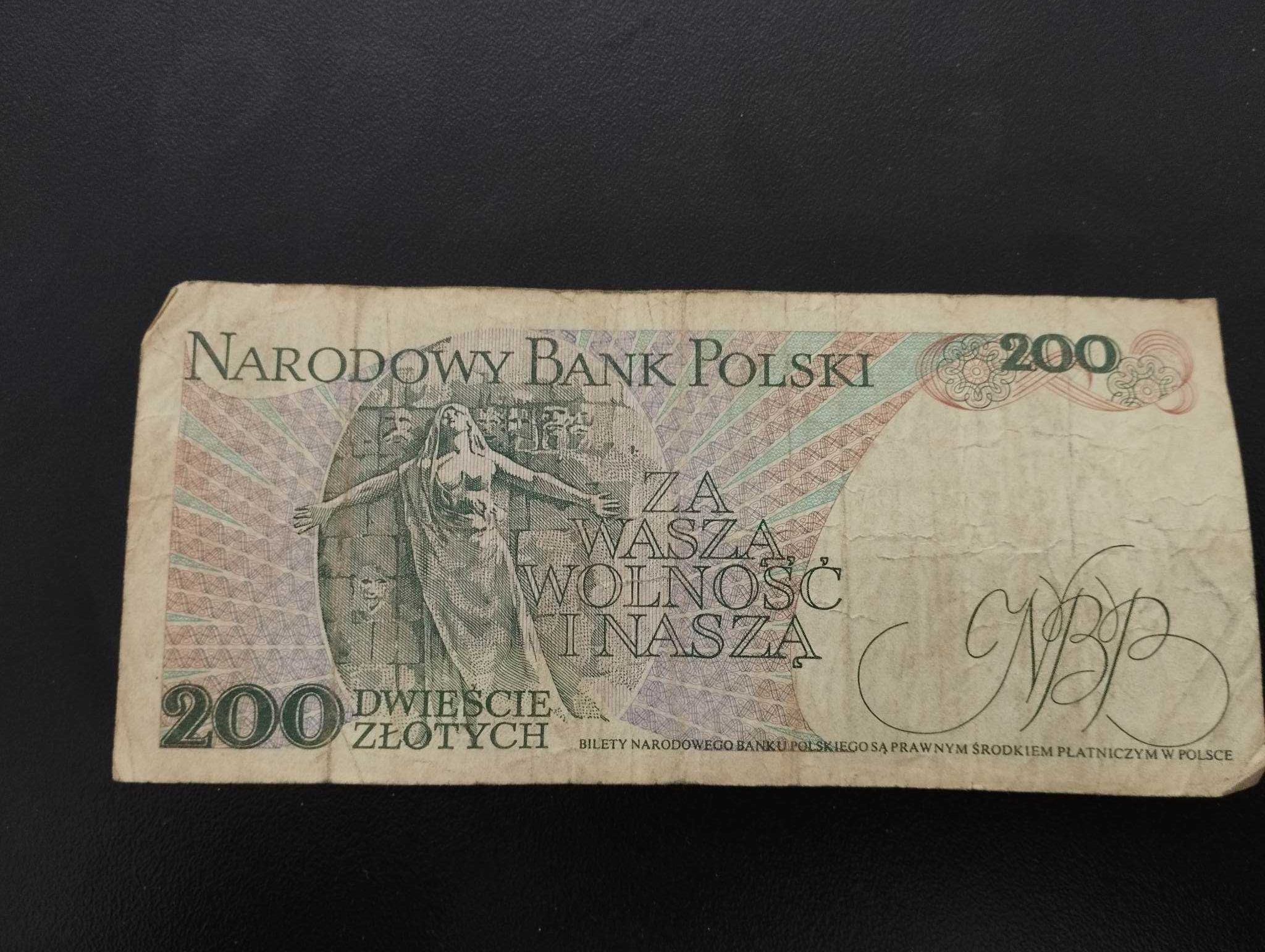 Banknot 200 zł  Stary PRL Jarosław Dąbrowski