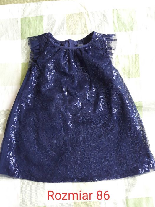 Elegancka sukienka granatowa biała w paski letnia r 86