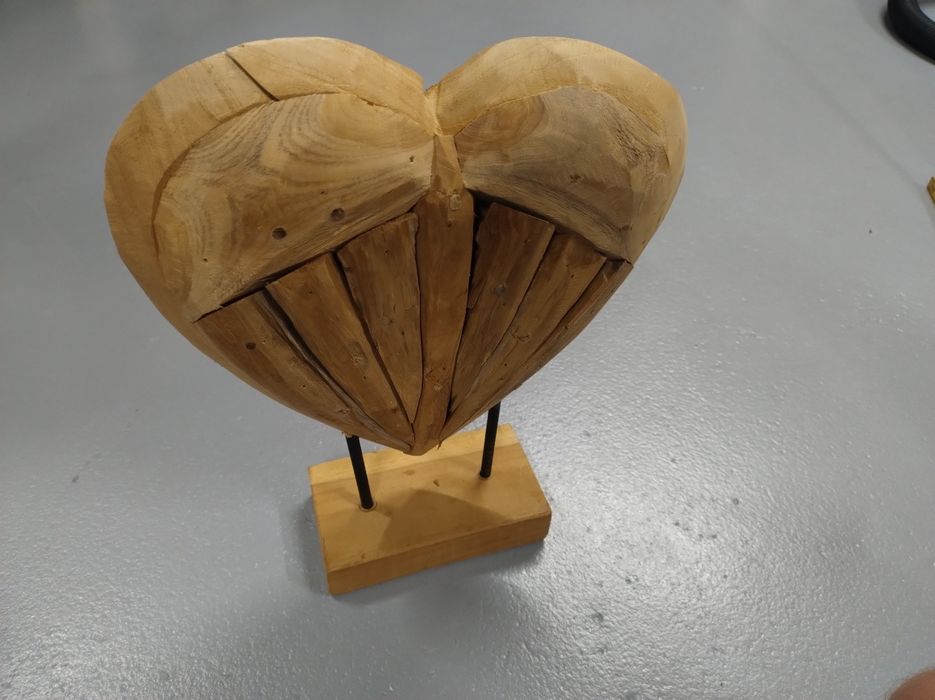 Serce Boho rzeźba drewno odzyskane Teak