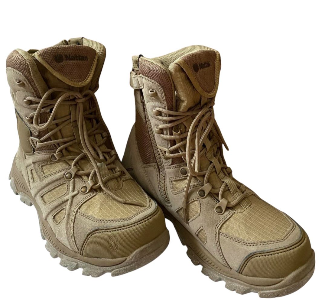 Buty Wojskowe Taktyczne Wysokie Beżowe Skóra Zamsz Lekkie 27,5 cm