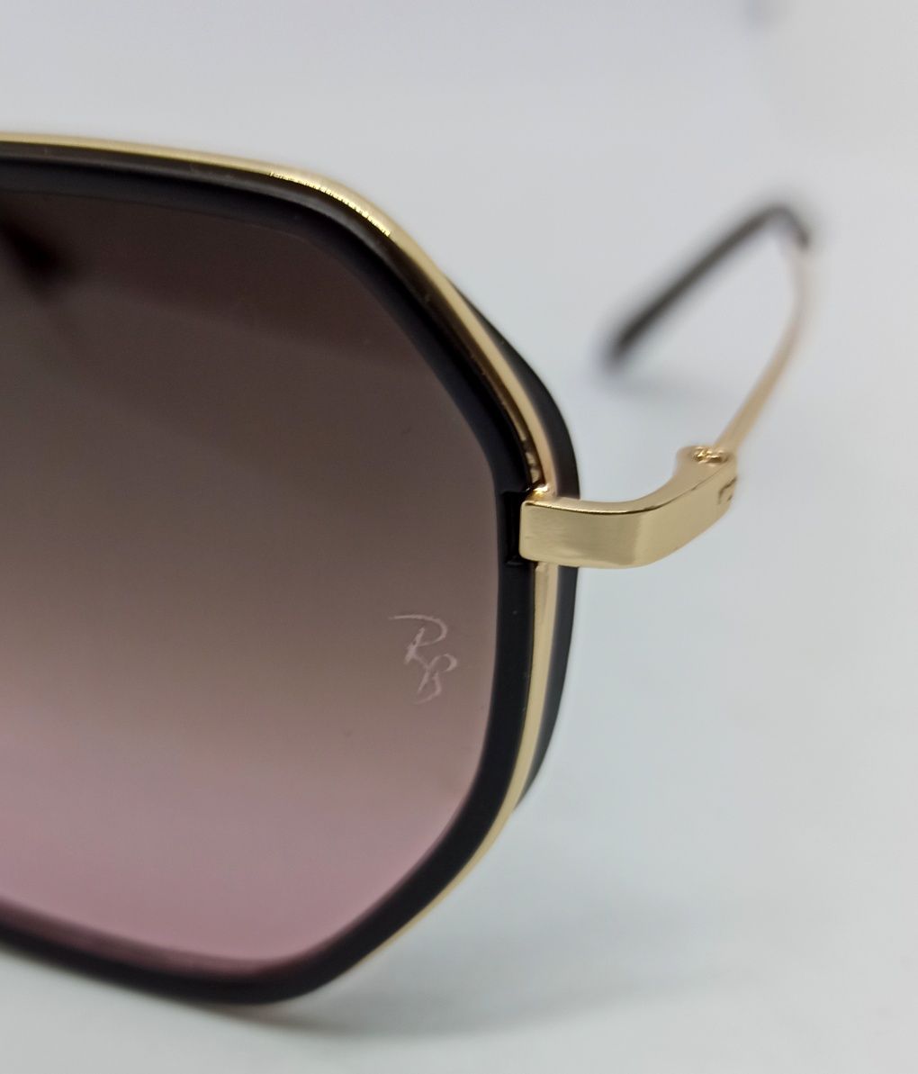 Ray Ban очки унисекс коричнево розовый градиент в золотом металле