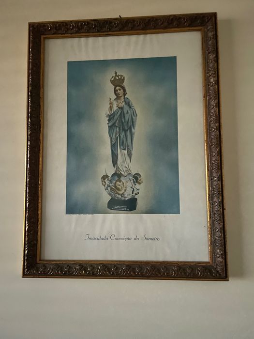 Moldura com gravura nossa senhora do Sameiro.