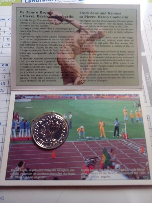 Caderneta moeda Prata alusiva aos jogos olímpicos Seul de 1988.