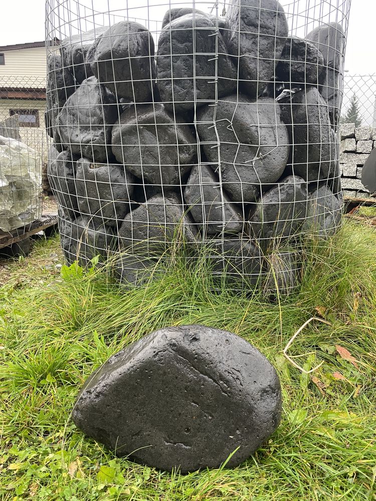 Czarny Otoczak Bazaltowy Kamień do Akwarium Skalniak Ognisko