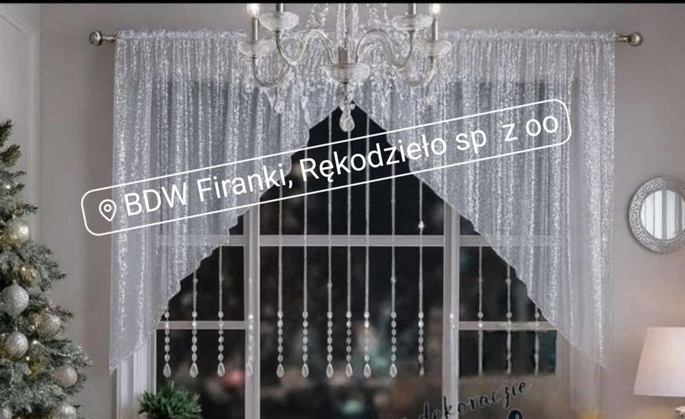 Nowoczesna glamour firanka SREBRNY deszcz,