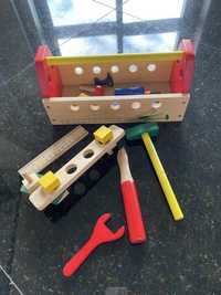 Caixa de ferramentas de madeira infantil