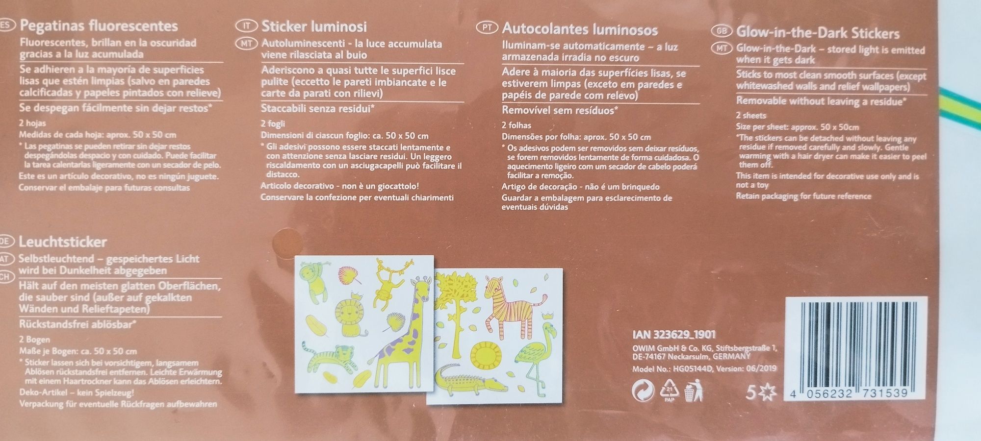 Autocolantes criança luminosos fluorescente