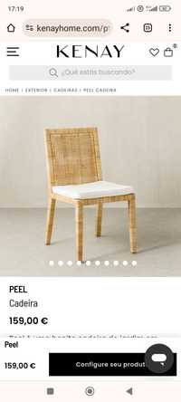 Conjunto 4 cadeiras em rotim, estilo moderno (modelo Peel, marca Kenay