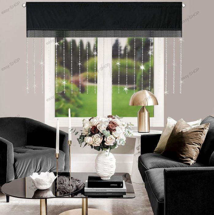 ‼️ WYPRZEDAŻ ‼️ Dekoracja okna z weluru z kryształami i cyrkoniami