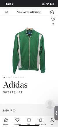 Adidas  jacket green with trefoil logo.
